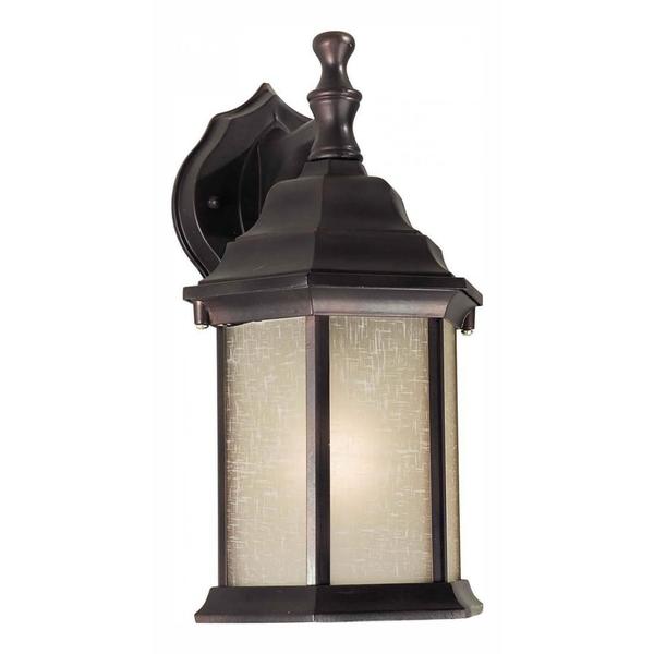 Forte One Light Antique Bronze Umber Linen Panels Glass Wall Lantern 1725-01-32